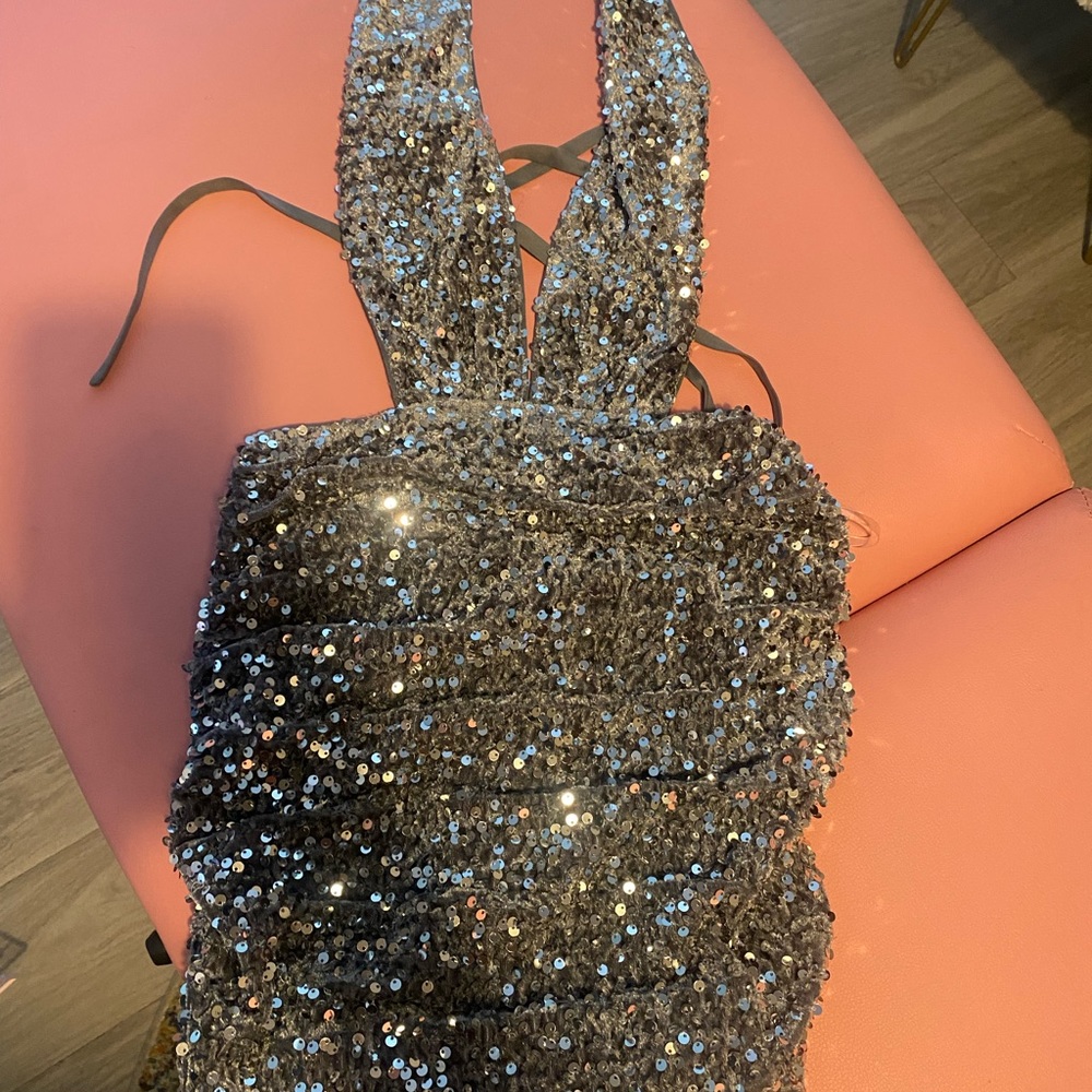 Sequence gray birthday dress Brand New